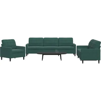 Pohovka zahrada-XL 3dílná sedací souprava s poduškami tmavě zelená samet 3278433