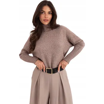 Dámský svetr Rue Paris dámský svetr béžový oversize délky k bokům, univerzální velikost