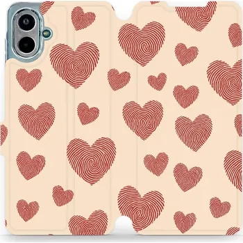 Pouzdro na mobilní telefon Flipové pouzdro Mobiwear - Samsung Galaxy A07 - VP93S Otisk srdce (Knížkové flip pouzdro, obal, kryt na mobil Samsung Galaxy A07 - VP93S Otisk srdce, materiál Umělá kůže + TPU - ochrana 360°, stojánek, silikonová vanička, magnetické zavírání)