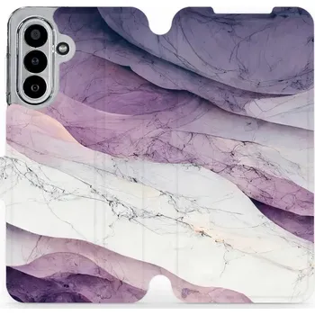 Pouzdro na mobilní telefon Flipové pouzdro Mobiwear - Samsung Galaxy A17 / A17 5G - VP31S Bílý a fialový mramor (Knížkové flip pouzdro, obal, kryt na mobil Samsung Galaxy A17 / A17 5G - VP31S Bílý a fialový mramor, materiál Umělá kůže + TPU - ochrana 360°, stojánek, silikonová)