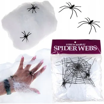 Party dekorace PAUČINA SÍŤ DEKORACE NA HALLOWEEN UMĚLÁ BÍLÁ 20G + 2 PAVOUCI