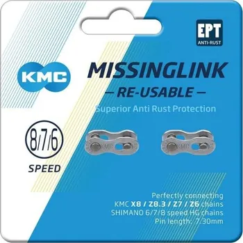 Řetěz na kolo KMC spojka EPT 7.3 mm 6/7/8s 2 ks (stříbrná)
