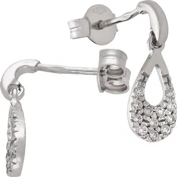 Náušnice Zlaton Náušnice bílé zlato visací kapka se zirkony 1.50cm 1.8g 000113005138