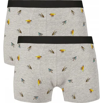 Pánské spodní prádlo Pánské boxerky s motivem rybářských mušek 2-PACK - spodní prádlo M Šedé