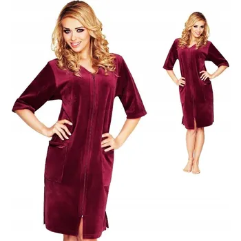 Dámský župan ELEGANTNÍ MĚKKÝ, PŘÍJEMNÝ NA ZIP ŽUPAN ŽUPAN VELUROVÁ L BORDÓ WANMAR