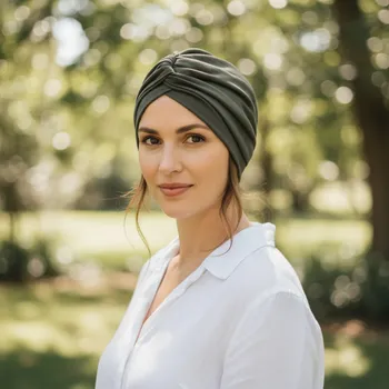 Ebbie Bavlněný turban-style - KHAKI Velikost: 57