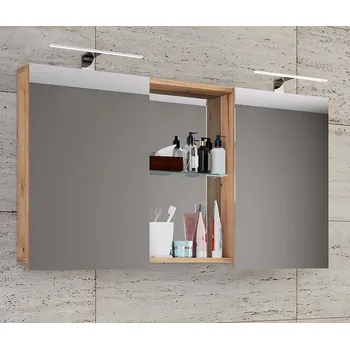 Koupelnový nábytek Vcm Zrcadlová skříňka Budasi, dub medový