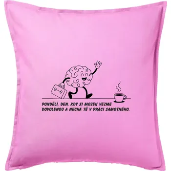 Polštář Pondělí, den, kdy si mozek vezme dovolenou - Polštář 50x50 - 50x50 - Pouze potah ( Růžová )