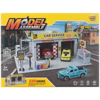 ostatní stavebnice Stavebnice autoservis s kovovým autíčkem