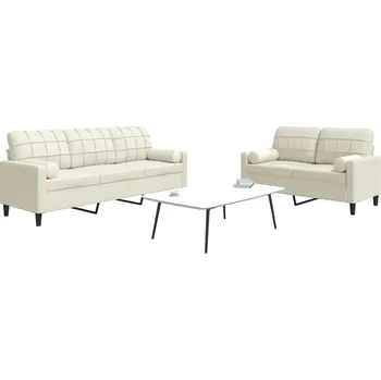 Pohovka zahrada-XL 2dílná sedací souprava s poduškami a podhlavníky krémová samet 3278419