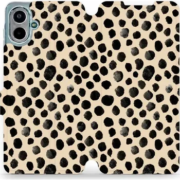 Pouzdro na mobilní telefon Flipové pouzdro Mobiwear - Samsung Galaxy A07 - VA50S Černé puntíky (Knížkové flip pouzdro, obal, kryt na mobil Samsung Galaxy A07 - VA50S Černé puntíky, materiál Umělá kůže + TPU - ochrana 360°, stojánek, silikonová vanička, magnetické zavírání)