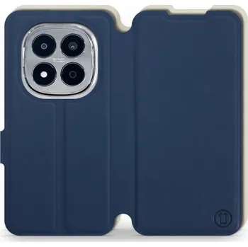 Pouzdro na mobilní telefon Flipové pouzdro Mobiwear Semiš - Xiaomi Redmi Note 15 Pro Plus 5G - Modré & Béžové (Knížkové semišové flip pouzdro, obal, kryt na mobil Xiaomi Redmi Note 15 Pro Plus 5G - Modré & Béžové, materiál semiš + TPU, ochrana 360°, stojánek, silikonová vanička,)