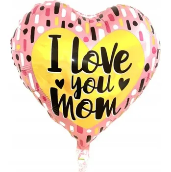 Balónek Fóliový balónek Srdce I LOVE YOU MOM pro maminku 45 cm