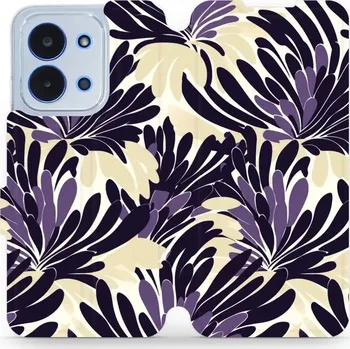 Pouzdro na mobilní telefon Flipové pouzdro Mobiwear - Xiaomi Poco C85 - VA47S Fialová flóra (Knížkové flip pouzdro, obal, kryt na mobil Xiaomi Poco C85 - VA47S Fialová flóra, materiál Umělá kůže + TPU - ochrana 360°, stojánek, silikonová vanička, magnetické zavírání)