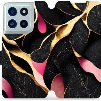 Pouzdro na mobilní telefon Flipové pouzdro Mobiwear - Motorola Moto G56 5G - VP35S Černý a zlatavý mramor (Knížkové flip pouzdro, obal, kryt na mobil Motorola Moto G56 5G - VP35S Černý a zlatavý mramor, materiál Umělá kůže + TPU - ochrana 360°, stojánek, silikonová vanička,)