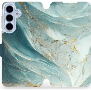 Pouzdro na mobilní telefon Flipové pouzdro Mobiwear - Samsung Galaxy S25 FE - VP34S Zelenkavý a zlatavý mramor (Knížkové flip pouzdro, obal, kryt na mobil Samsung Galaxy S25 FE - VP34S Zelenkavý a zlatavý mramor, materiál Umělá kůže + TPU - ochrana 360°, stojánek, silikonová vaničk