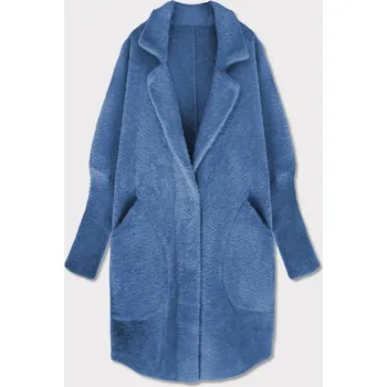 Dámský kabát Světle modrý vlněný přehoz přes oblečení typu alpaka (7108) odstíny modré uni velikost
