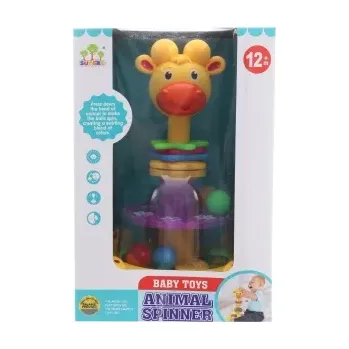 Káča s kuličkami žirafa – interaktivní točící hračka pro miminka 12m+