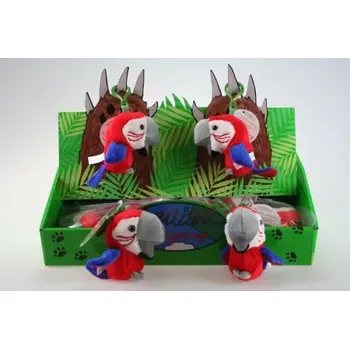 plyšák Přívěsek na klíče Plyš Papoušek červený