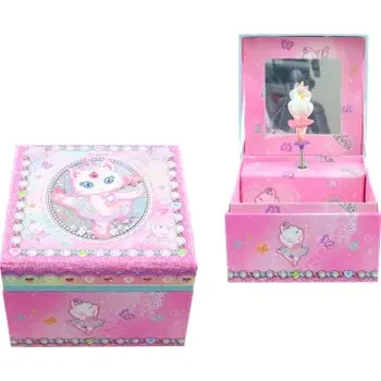 Šperkovnice Růžová hrací šperkovnice s kočičí balerínou