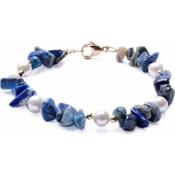 Náramek Lapis lazuli sekaný náramek s Mother of Pearl obvod cca 18 cm