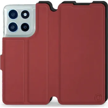 Pouzdro na mobilní telefon Flipové pouzdro Mobiwear Semiš - Motorola Moto G56 5G - Cihlové & Černé (Knížkové semišové flip pouzdro, obal, kryt na mobil Motorola Moto G56 5G - Cihlové & Černé, materiál semiš + TPU, ochrana 360°, stojánek, silikonová vanička, magnetické zavírání)