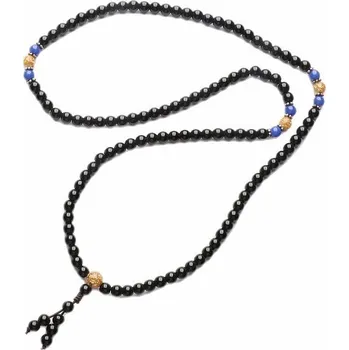 Náhrdelník Japa Mala náhrdelník z korálků černého achátu cca 60 cm