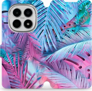 Pouzdro na mobilní telefon Flipové pouzdro Mobiwear - Xiaomi Redmi Note 15 5G - MG10S Fialové a modré listy (Knížkové flip pouzdro, obal, kryt na mobil Xiaomi Redmi Note 15 5G - MG10S Fialové a modré listy, materiál Umělá kůže + TPU - ochrana 360°, stojánek, silikonová vanička,)