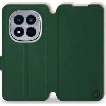 Pouzdro na mobilní telefon Flipové pouzdro Mobiwear Semiš - Xiaomi Redmi Note 15 Pro Plus 5G - Zelené & Béžové (Knížkové semišové flip pouzdro, obal, kryt na mobil Xiaomi Redmi Note 15 Pro Plus 5G - Zelené & Béžové, materiál semiš + TPU, ochrana 360°, stojánek, silikonová vanička,)