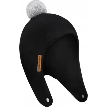 Čepice Zimní čepice pilotka černá s bambulí 55-58 cm