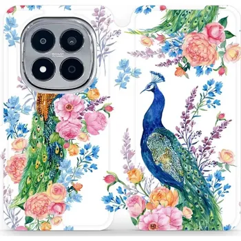 Pouzdro na mobilní telefon Flipové pouzdro Mobiwear - Xiaomi Redmi Note 15 Pro Plus 5G - MX08S Pávi (Knížkové flip pouzdro, obal, kryt na mobil Xiaomi Redmi Note 15 Pro Plus 5G - MX08S Pávi, materiál Umělá kůže + TPU - ochrana 360°, stojánek, silikonová vanička, magnetické zavírání