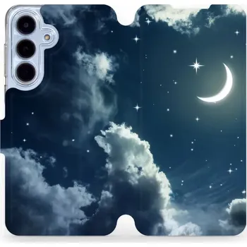 Pouzdro na mobilní telefon Flipové pouzdro Mobiwear - Samsung Galaxy S25 FE - V145P Noční obloha s měsícem (Knížkové flip pouzdro, obal, kryt na mobil Samsung Galaxy S25 FE - V145P Noční obloha s měsícem, materiál Umělá kůže + TPU - ochrana 360°, stojánek, silikonová vanička,)