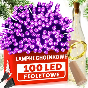 Vánoční dekorace VÁNOČNÍ OSVĚTLENÍ NA STROMEČEK 100 LED FIALOVÁ VNITŘNÍ VENKOVNÍ +