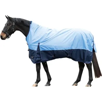 Deka pro koně Lehká výběhová deka HKM Norwich 600D High Neck 0g navy/light blue 155cm (DOPRODEJ ZIMA)