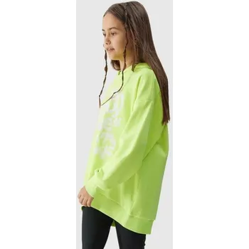 Dámská mikina Mikina pro dívky 4F zelená s grafikou a kulatým výstřihem, 152 cm i476_1837988