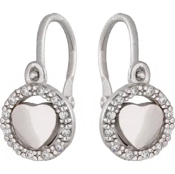 Náušnice Zlaton Náušnice bílé zlato srdce se zirkony 1.2cm 1.2g 000033001234