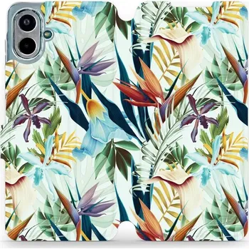 Pouzdro na mobilní telefon Flipové pouzdro Mobiwear - Samsung Galaxy A07 - M071P Flóra (Knížkové flip pouzdro, obal, kryt na mobil Samsung Galaxy A07 - M071P Flóra, materiál Umělá kůže + TPU - ochrana 360°, stojánek, silikonová vanička, magnetické zavírání)