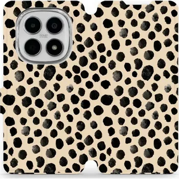 Pouzdro na mobilní telefon Flipové pouzdro Mobiwear - Xiaomi Redmi Note 15 5G - VA50S Černé puntíky (Knížkové flip pouzdro, obal, kryt na mobil Xiaomi Redmi Note 15 5G - VA50S Černé puntíky, materiál Umělá kůže + TPU - ochrana 360°, stojánek, silikonová vanička, magnetické zavírání