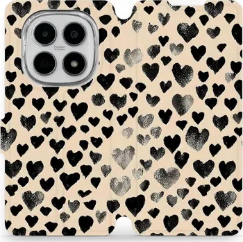 Pouzdro na mobilní telefon Flipové pouzdro Mobiwear - Xiaomi Redmi Note 15 5G - VA51S Černá srdíčka (Knížkové flip pouzdro, obal, kryt na mobil Xiaomi Redmi Note 15 5G - VA51S Černá srdíčka, materiál Umělá kůže + TPU - ochrana 360°, stojánek, silikonová vanička, magnetické zavírání