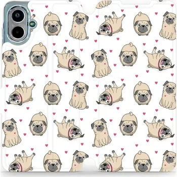 Pouzdro na mobilní telefon Flipové pouzdro Mobiwear - Samsung Galaxy A07 - M097P Mopsíci (Knížkové flip pouzdro, obal, kryt na mobil Samsung Galaxy A07 - M097P Mopsíci, materiál Umělá kůže + TPU - ochrana 360°, stojánek, silikonová vanička, magnetické zavírání)