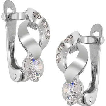 Náušnice Zlaton Náušnice bílé zlato s kamenem visací 1.3cm 1.8g 000311602245