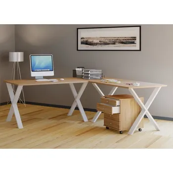 Psací stůl Vcm Rohový stůl Lona 220x220x80 X-nohy, dub sonoma