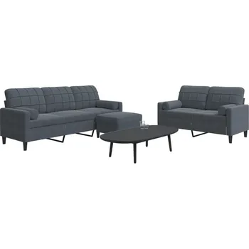 Pohovka zahrada-XL 3dílná sedací souprava s poduškami tmavě šedá samet 3278402