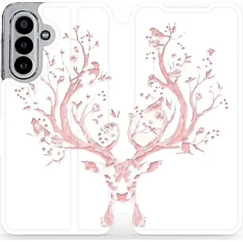 Pouzdro na mobilní telefon Flipové pouzdro Mobiwear - Samsung Galaxy A17 / A17 5G - M007S Růžový jelínek (Knížkové flip pouzdro, obal, kryt na mobil Samsung Galaxy A17 / A17 5G - M007S Růžový jelínek, materiál Umělá kůže + TPU - ochrana 360°, stojánek, silikonová vanička, magnetick