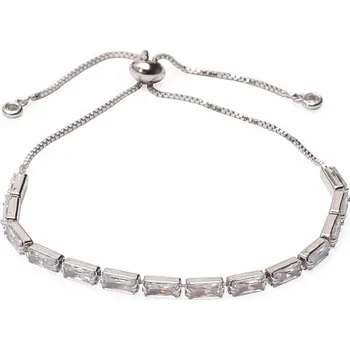 Drahý kámen Třpytivý stahovací náramek barva stříbra s bílou kubickou zirkonií obvod cca 25 cm