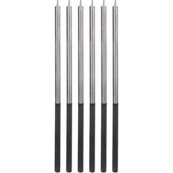Svatební dekorace Dortové svíčky dlouhé Chrome stříbrné 6 ks