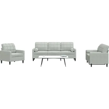 Pohovka zahrada-XL 3dílná sedací souprava s poduškami a podhlavníky světle šedá 3278371