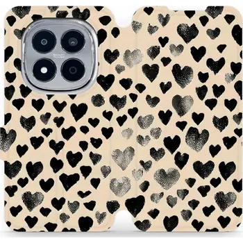 Pouzdro na mobilní telefon Flipové pouzdro Mobiwear - Xiaomi Redmi Note 15 Pro Plus 5G - VA51S Černá srdíčka (Knížkové flip pouzdro, obal, kryt na mobil Xiaomi Redmi Note 15 Pro Plus 5G - VA51S Černá srdíčka, materiál Umělá kůže + TPU - ochrana 360°, stojánek, silikonová vanička,)