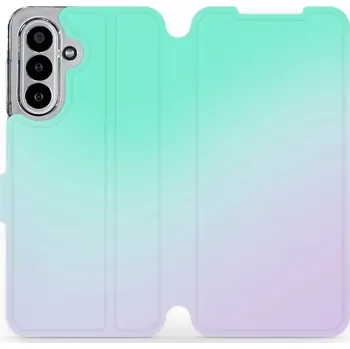 Pouzdro na mobilní telefon Flipové pouzdro Mobiwear - Samsung Galaxy A17 / A17 5G - VP63S Mátový a fialový odstín (Knížkové flip pouzdro, obal, kryt na mobil Samsung Galaxy A17 / A17 5G - VP63S Mátový a fialový odstín, materiál Umělá kůže + TPU - ochrana 360°, stojánek, silikonová)