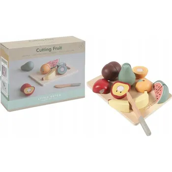 Dřevěná hračka Stavebnice Little Dutch – sada krájecího prkénka s ovocem